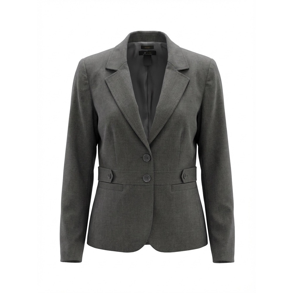 Ratio Liz Claiborne Gray Stretch Two Button Blazer Jacket Career Professional 8